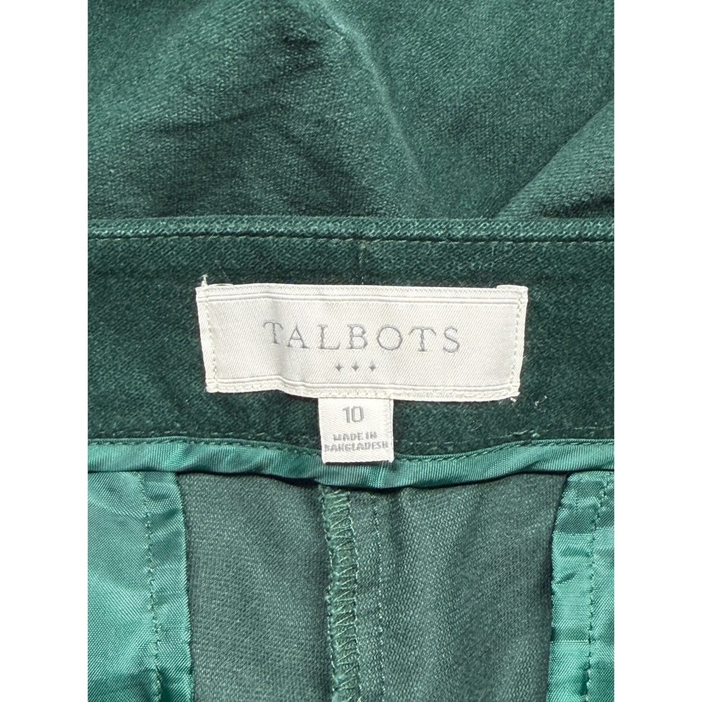 Talbots Pants Womens 10 Emerald Green Velour High Rise Holiday Whimsigoth Office - Picture 4 of 8